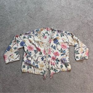 POL Floral Fringed Cardigan